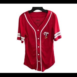Disney Women's Mickey Mouse Baseball Button Down Jersey Size Large